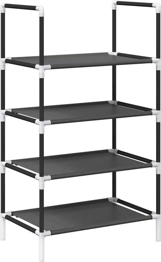VidaXL Schoenenrek 4-laags 44x28x77 cm nonwoven stof zwart