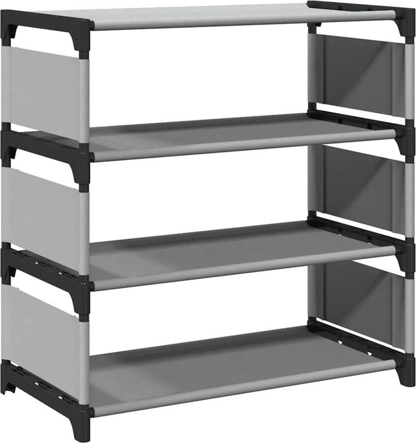 VidaXL Schoenenrek 4-laags nonwoven stof grijs