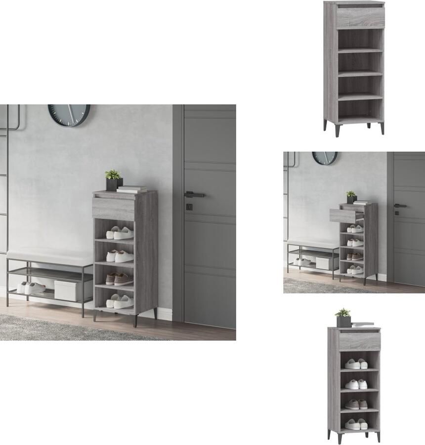 VidaXL Schoenenrek 40x36x105 cm bewerkt hout grijs sonoma eikenkleurig