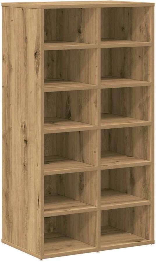 VidaXL Schoenenrek 54x34x100 5 cm bewerkt hout artisanaal eikenkleur