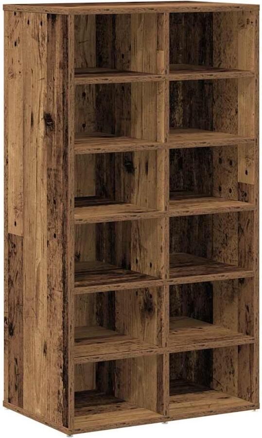 VidaXL Schoenenrek 54x34x100 5 cm bewerkt hout oud houtkleurig