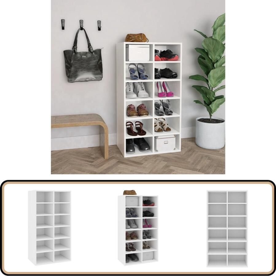 VidaXL Schoenenrek 54x34x100 5 cm wit hout Schoenenrek Schoenuitlegger Houten Schoenenrek Wit Schoenenrek Wandmontage Schoenenrek Bergruimte Schoenen Organisatie Schoenen