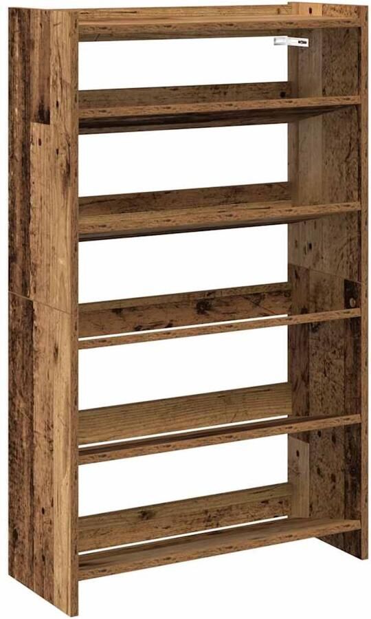 VidaXL Schoenenrek 60x25x100 cm bewerkt hout oud houtkleurig