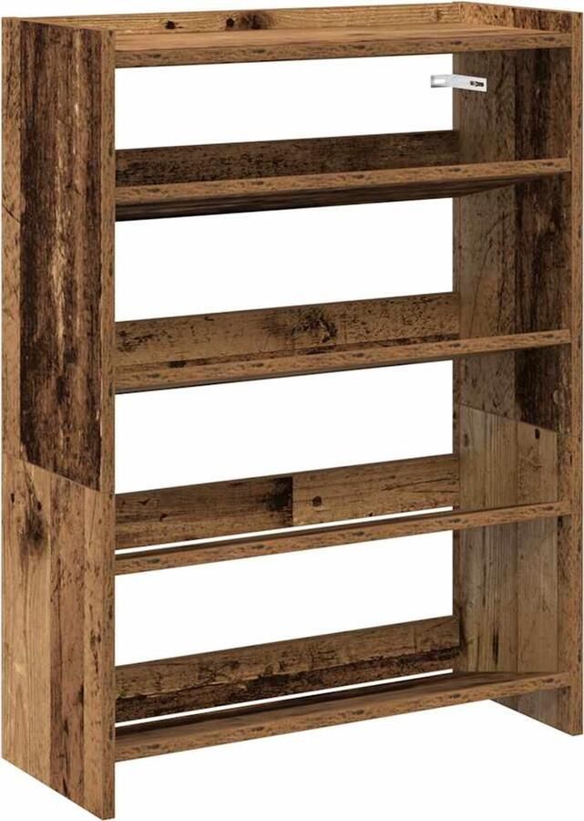 VidaXL Schoenenrek 60x25x81 cm Bewerkt hout Oud houtkleurig