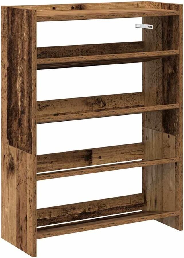 VidaXL Schoenenrek 60x25x81 cm bewerkt hout oud houtkleurig