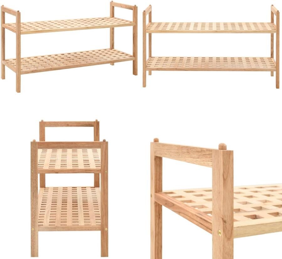 VidaXL Schoenenrek 69x26x40 cm massief walnotenhout Schoenrek Schoenrekken Schoenorganiser Schoenorganisers