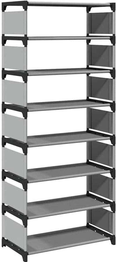 VidaXL Schoenenrek 8-laags 54x28x124 cm nonwoven stof grijs