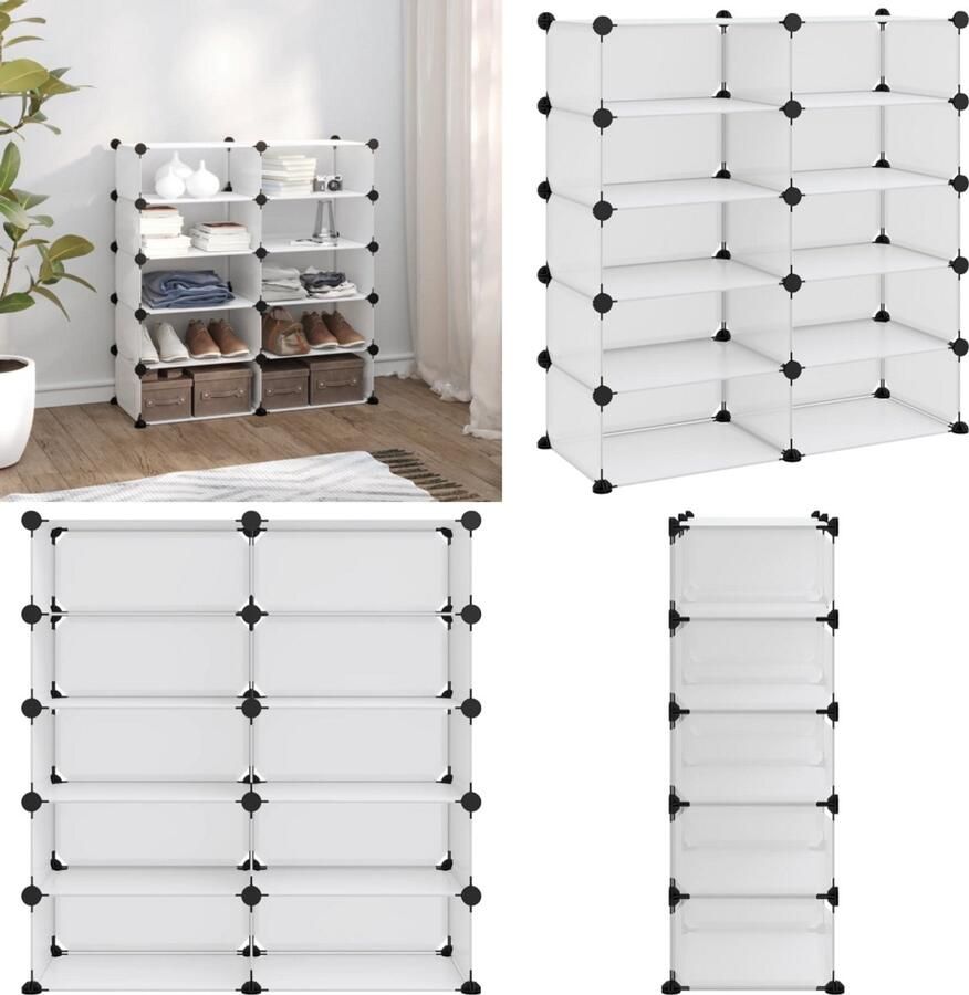 VidaXL Schoenenrek 84x32x88 5 cm polypropeen transparant Schoenenrek Schoenenrekken Opbergrek Voor Schoenen Schoenenstellage