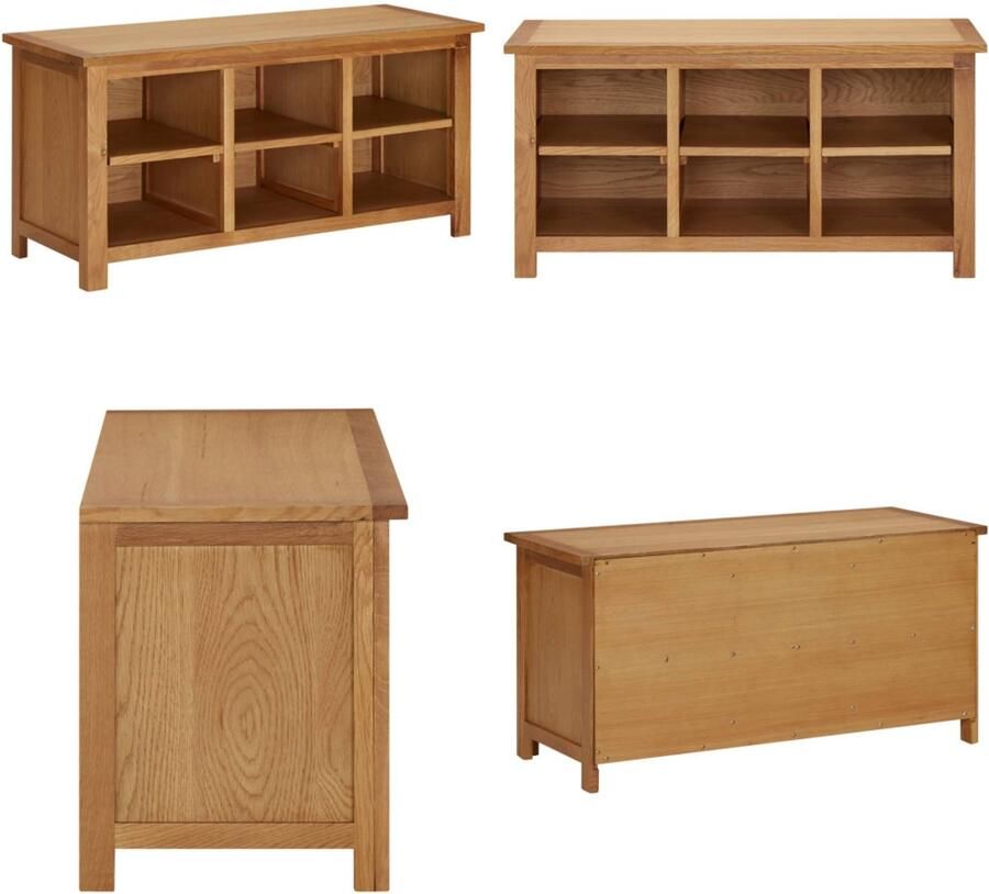 VidaXL Schoenenrek 90x37x45 cm massief eikenhout Schoenenrek Schoenenrekken Schoenenplank Schoenenplanken