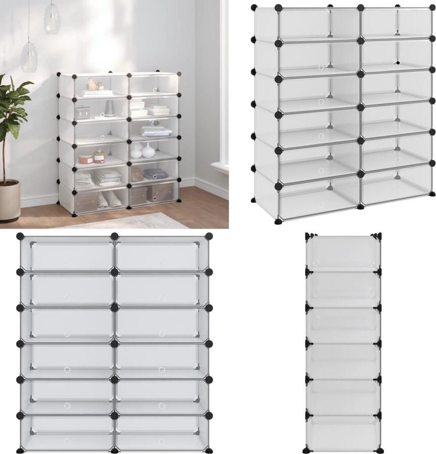 VidaXL Schoenenrek 94 5x36 5x106 cm polypropeen transparant Schoenenrek Schoenenrekken Opbergrek Voor Schoenen Schoenenstellage