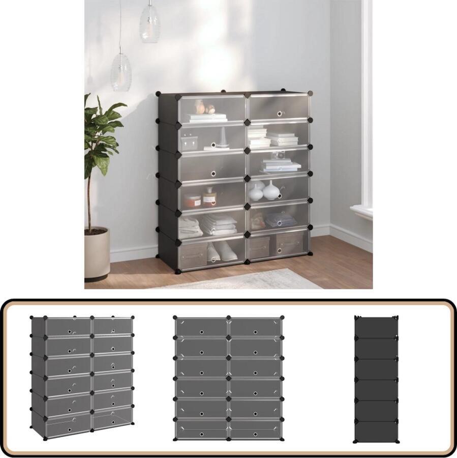 VidaXL Schoenenrek 94 5x36 5x106 cm Zwart Schoenenrek Opbergoplossing Schoenuitleg Kastje Kledingopslag Organisatie Entreehal Slaapkamer Kantoor