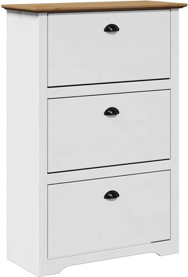 VidaXL Schoenenrek BODO 80x35x118 cm Wit en Bruin