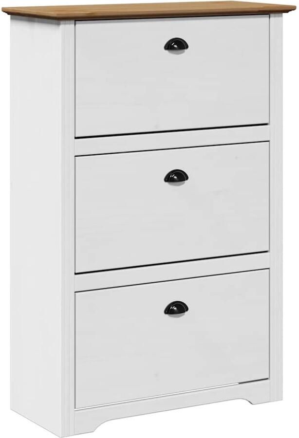 VidaXL Schoenenrek BODO 80x35x118 cm wit en bruin