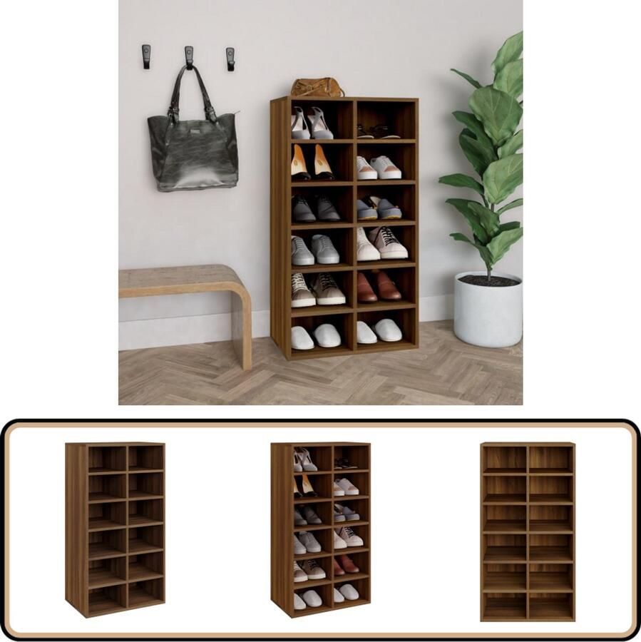 VidaXL Schoenenrek bruin eiken 54x34x100 5 cm Schoenenrek Schoenen Kast Opslagruimte Houten Schoenenrek Vintage Schoenenrek Minimalistisch Schoenenrek Organisatie Bergruimte