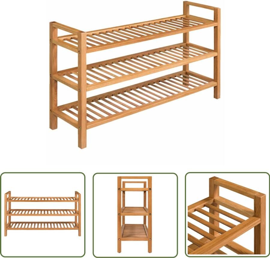 VidaXL Schoenenrek Massief Eikenhout 3 Schappen Schoenenrek Eikenhouten Schoenenrek Schoenen Organisatie Entree Meubilair Kast Voor Schoenen Vintage Schoenrek Ruime Schoenenkast Compact Schoenenrek Bruine Schoenenkast