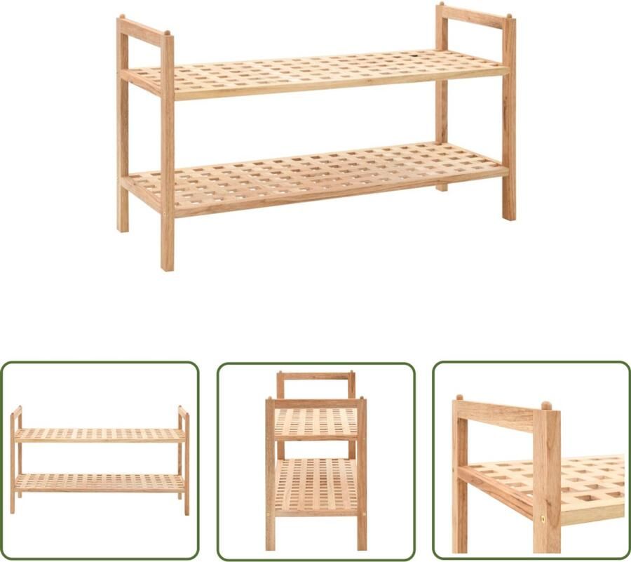 VidaXL Schoenenrek Massief Walnotenhout 69x26x40 cm Schoenenrek Walnothouten Schoenenrek Schoenenkast Vintage Schoenenkast Entree Kast Bergruimte Organisator Decoratief Meubilair Living Room Furniture Woonkamer Accessoires