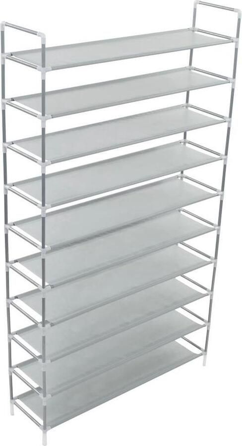VidaXL -Schoenenrek-met-10-schappen-metaal-en-nonwoven-stof-zilverkleur - Foto 2