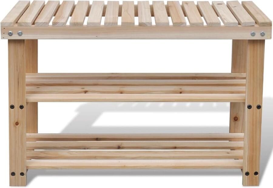 VidaXL Schoenenrek met bankje Massief vurenhout Schoenendoos Schoenuitlegger Entreebankje Houten Schoenenkast Vintage Schoenenkast Modern Schoenenkast Schoenenrek Met Bank Schoenenrek Bruin Sapienhout Meubilair