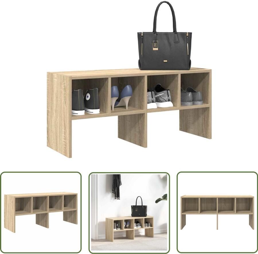 The Living Store Schoenenrek stapelbaar 89 5x30x40 cm sonoma eikenkleurig Schoenenkast Schoenenrek Houten Schoenenkast Stapelbare Schoenenkast Schoenenopbergers