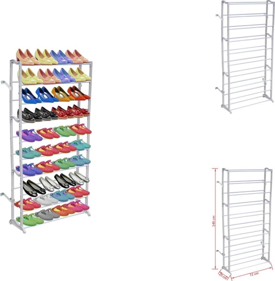 VidaXL Schoenenrek Schoenenrekken Opbergmeubel Opbergmeubels Schoenenrek 10-laags