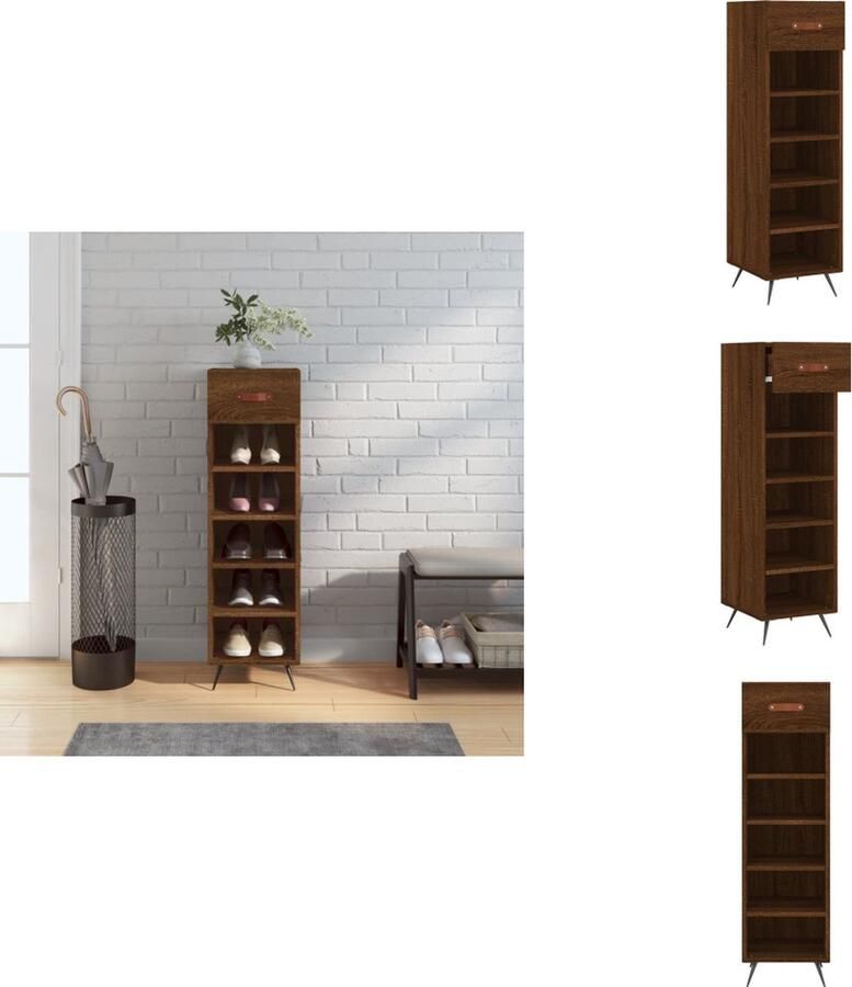 VidaXL Schoenenrek Schoenenrekken Opbergrek Voor Schoenen Schoenenkast 30x35x105 cm bewerkt hout bruineikenkleurig