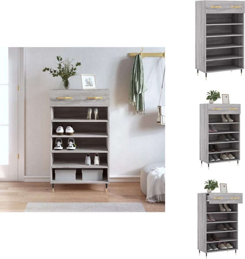 VidaXL Schoenenrek Schoenenrekken Opbergrek Voor Schoenen Schoenenkast 60x35x105 cm bewerkt hout grijs sonoma eikenkleur