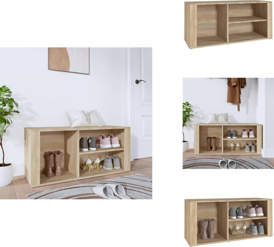 VidaXL Schoenenrek Schoenenrekken Opbergrek Voor Schoenen Schoenenstellage Schoenenkast 100x35x45 cm bewerkt hout sonoma eikenkleurig