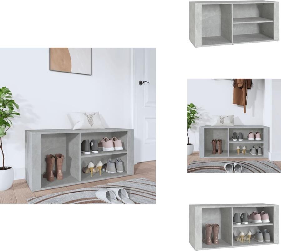 VidaXL Schoenenrek Schoenenrekken Opbergrek Voor Schoenen Schoenenstellage Schoenenkast 100x35x45 cm bewerkt hout betongrijs