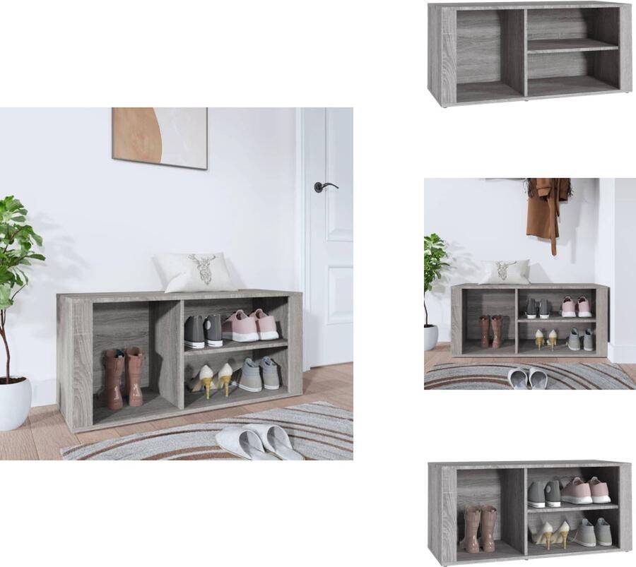 VidaXL Schoenenrek Schoenenrekken Opbergrek Voor Schoenen Schoenenstellage Schoenenkast 100x35x45 cm bewerkt hout grijs sonoma