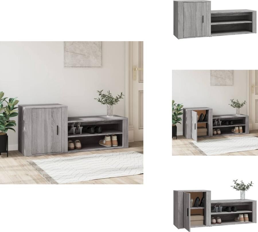 VidaXL Prolenta Premium Schoenenkast 130x35x54 cm bewerkt hout grijs sonoma