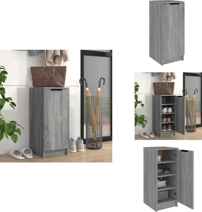 VidaXL Schoenenrek Schoenenrekken Opbergrek Voor Schoenen Schoenenstellage Schoenenkast 30x35x70 cm bewerkt hout grijs sonoma eikenkleurig