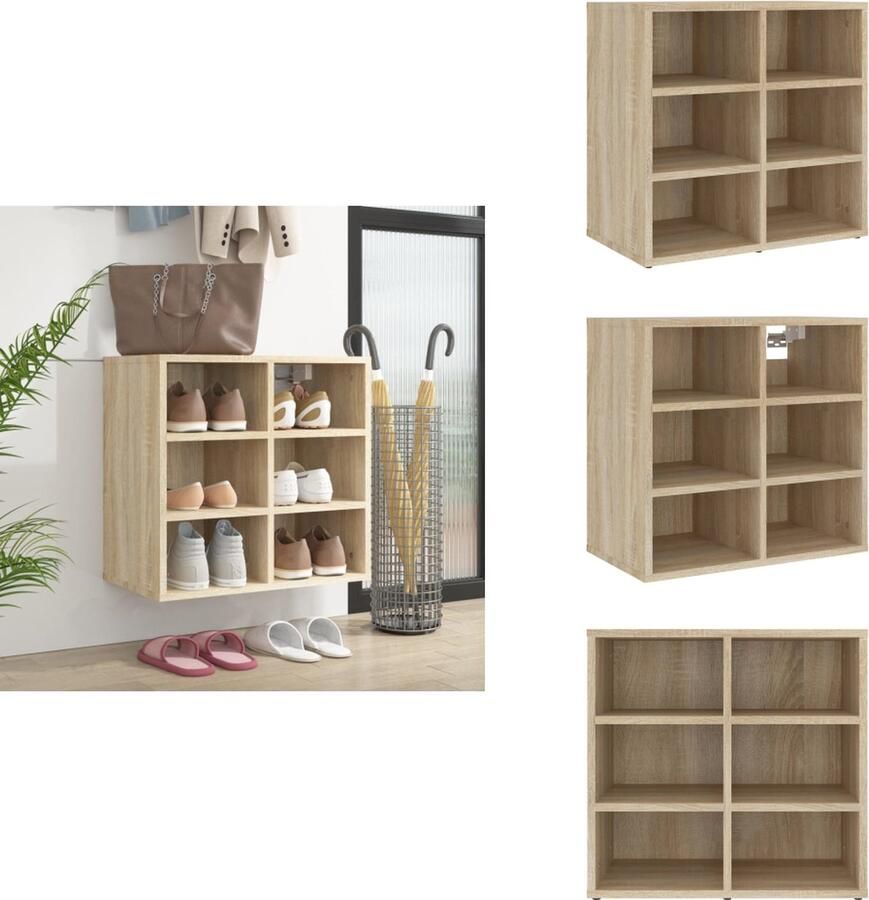 VidaXL Schoenenrek Schoenenrekken Opbergrek Voor Schoenen Schoenenstellage Schoenenkast 52 5x30x50 cm sonoma eikenkleurig