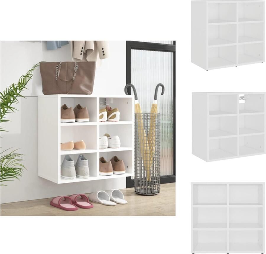 VidaXL Schoenenrek Schoenenrekken Opbergrek Voor Schoenen Schoenenstellage Schoenenkast 52 5x30x50 cm wit
