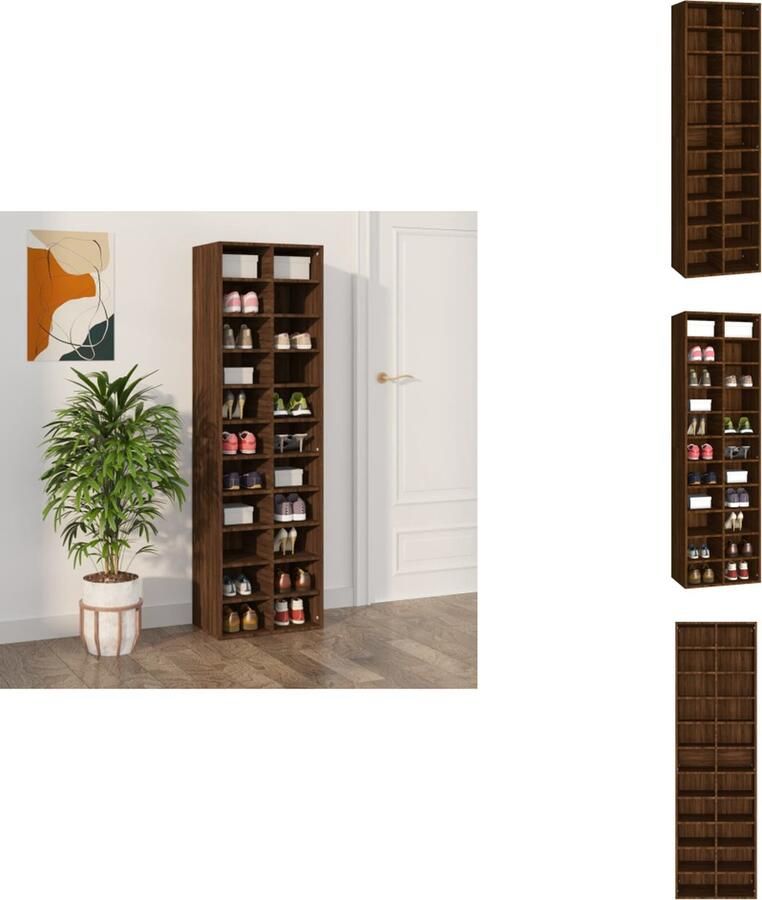 VidaXL Schoenenrek Schoenenrekken Opbergrek Voor Schoenen Schoenenstellage Schoenenkast 54x34x183 cm bewerkt hout bruineikenkleurig