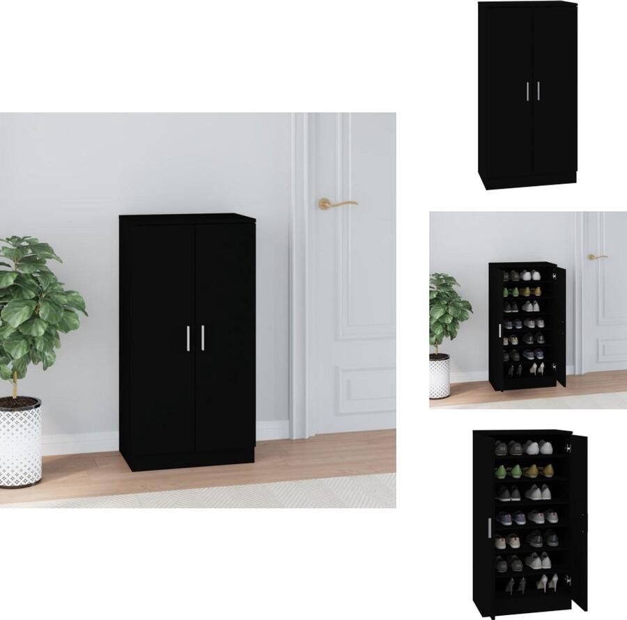 VidaXL Schoenenrek Schoenenrekken Opbergrek Voor Schoenen Schoenenstellage Schoenenkast 55x35x108 cm bewerkt hout zwart