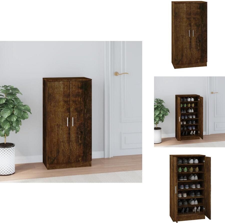 VidaXL Schoenenrek Schoenenrekken Opbergrek Voor Schoenen Schoenenstellage Schoenenkast 55x35x108 cm bewerkt hout gerookt eikenkleurig