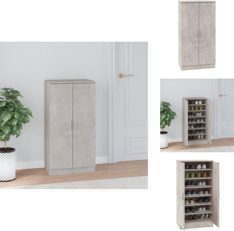 VidaXL Schoenenkast 55x35x108 cm bewerkt hout betongrijs