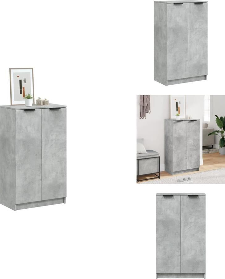 VidaXL Schoenenrek Schoenenrekken Opbergrek Voor Schoenen Schoenenstellage Schoenenkast 59x35x100 cm bewerkt hout betongrijs - Foto 2