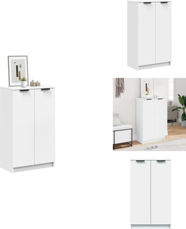 VidaXL Schoenenrek Schoenenrekken Opbergrek Voor Schoenen Schoenenstellage Schoenenkast 59x35x100 cm bewerkt hout wit