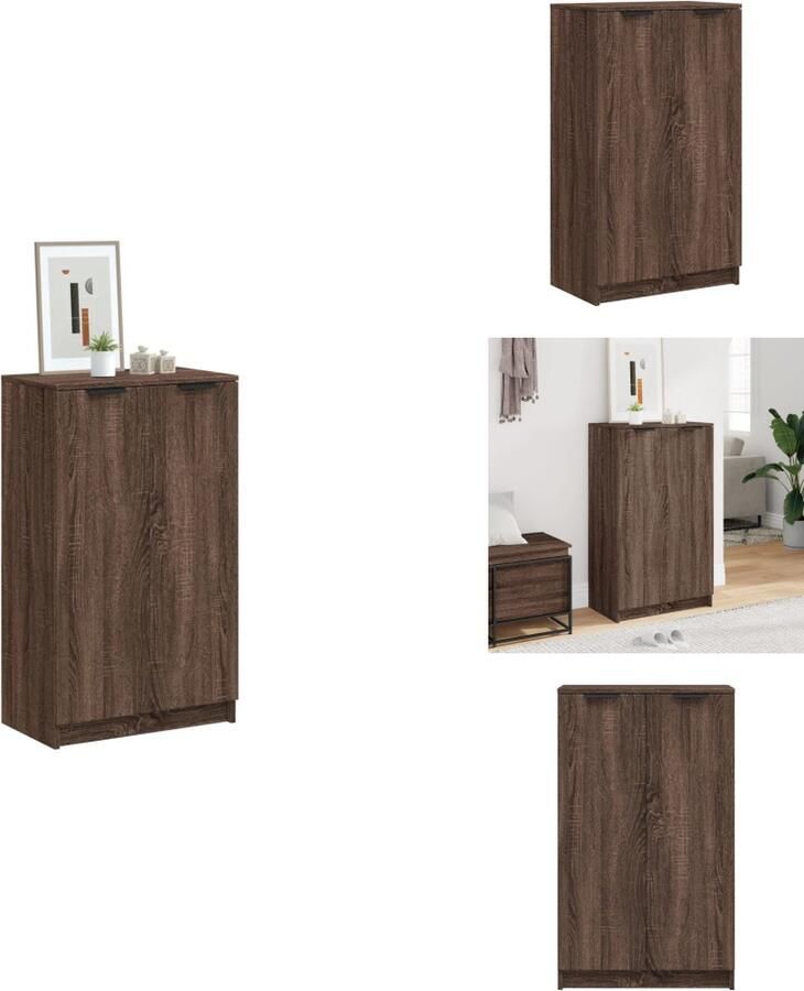 VidaXL Schoenenrek Schoenenrekken Opbergrek Voor Schoenen Schoenenstellage Schoenenkast 59x35x100 cm bewerkt hout bruineikenkleurig