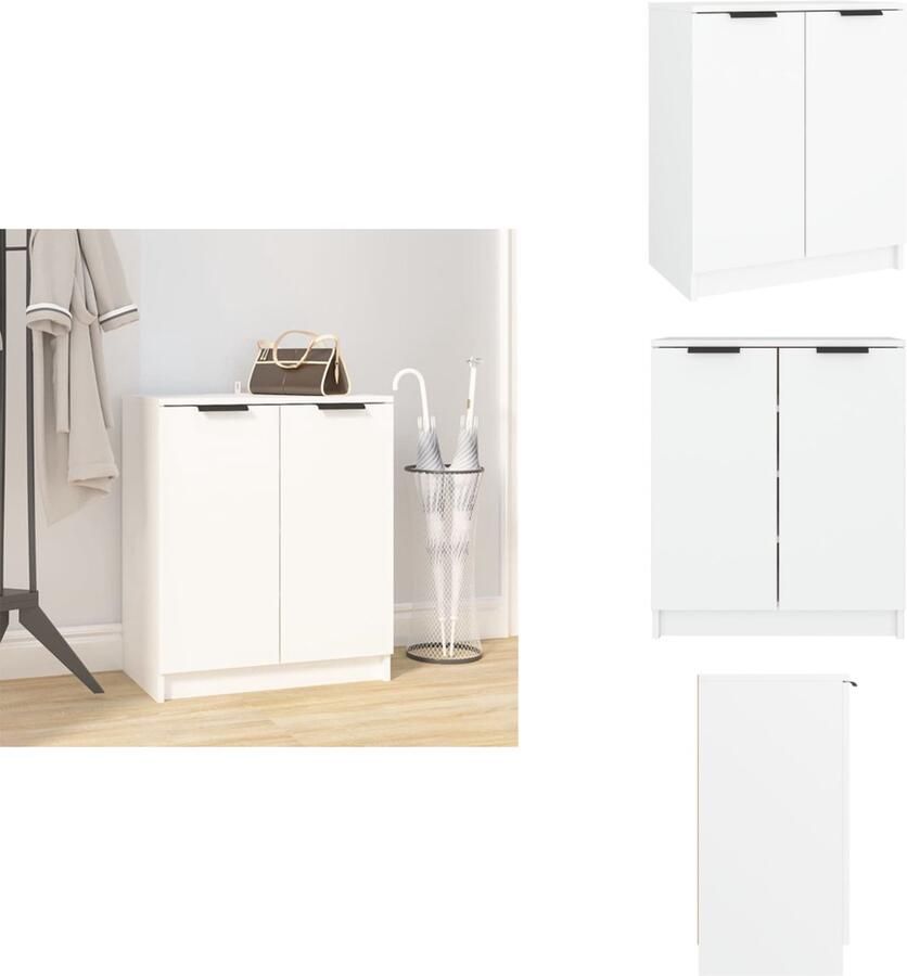 VidaXL Schoenenrek Schoenenrekken Opbergrek Voor Schoenen Schoenenstellage Schoenenkast 59x35x70 cm bewerkt hout wit