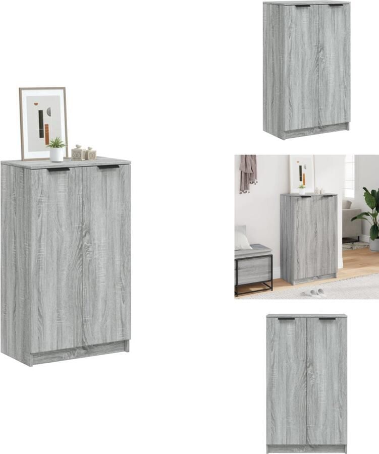 VidaXL Schoenenrek Schoenenrekken Opbergrek Voor Schoenen Schoenenstellage Schoenenkast 59x35x100 cm bewerkt hout grijs sonoma eikenkleur