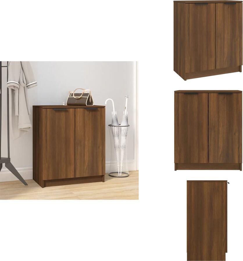 VidaXL Schoenenrek Schoenenrekken Opbergrek Voor Schoenen Schoenenstellage Schoenenkast 59x35x70 cm bewerkt hout bruineikenkleurig