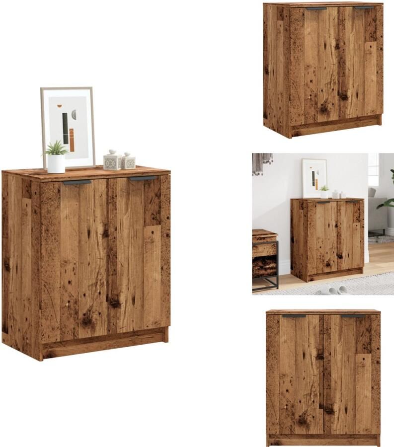 VidaXL Schoenenrek Schoenenrekken Opbergrek Voor Schoenen Schoenenstellage Schoenenkast 59x35x70 cm bewerkt hout oud houtkleurig