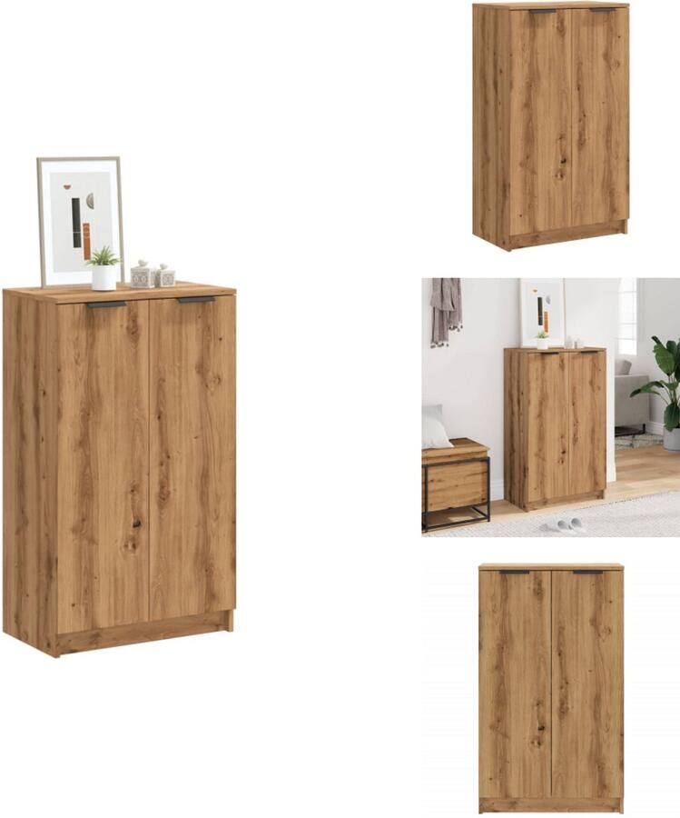 VidaXL Schoenenrek Schoenenrekken Opbergrek Voor Schoenen Schoenenstellage Schoenenkast 59x35x100 5 cm bewerkt hout artisanaal eikenkleur