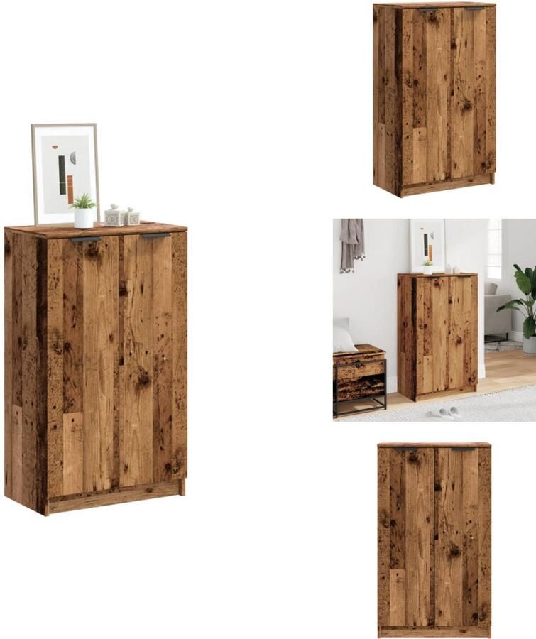 VidaXL Schoenenrek Schoenenrekken Opbergrek Voor Schoenen Schoenenstellage Schoenenkast 59x35x100 5 cm bewerkt hout oud houtkleurig