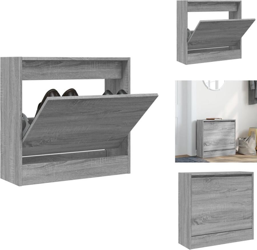 VidaXL Schoenenrek Schoenenrekken Opbergrek Voor Schoenen Schoenenstellage Schoenenkast 60x21x57 cm bewerkt hout grijs sonoma eikenkleurig