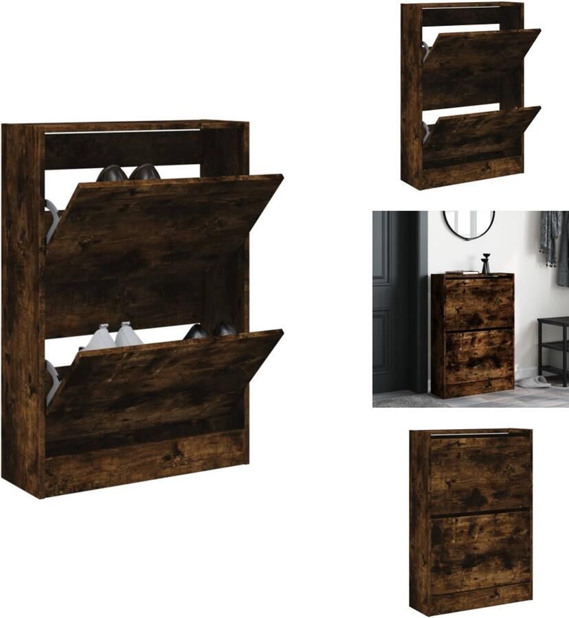 VidaXL Schoenenrek Schoenenrekken Opbergrek Voor Schoenen Schoenenstellage Schoenenkast 60x21x87 5 cm bewerkt hout gerookt eikenkleurig