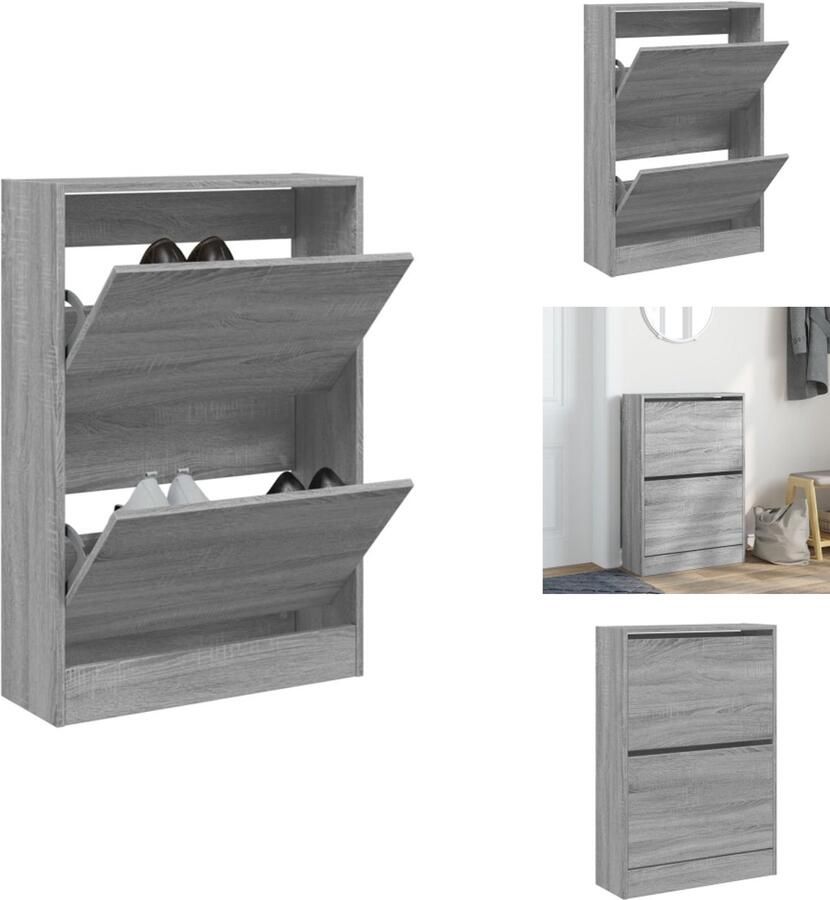 VidaXL Schoenenrek Schoenenrekken Opbergrek Voor Schoenen Schoenenstellage Schoenenkast 60x21x87 5 cm bewerkt hout grijs sonoma eikenkleur