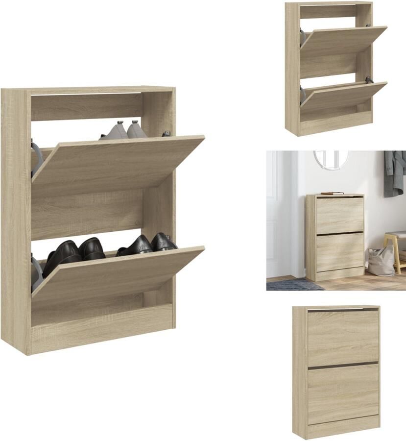 VidaXL Schoenenrek Schoenenrekken Opbergrek Voor Schoenen Schoenenstellage Schoenenkast 60x21x87 5 cm bewerkt hout sonoma eikenkleurig